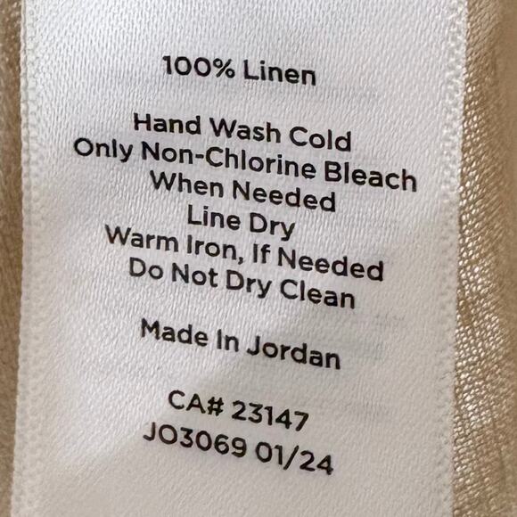 Talbots Womens Linen Cropped Wide Leg Pants Gold Flat Front Side Zip Size 12P - Picture 4 of 8